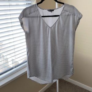 Black/white silk top